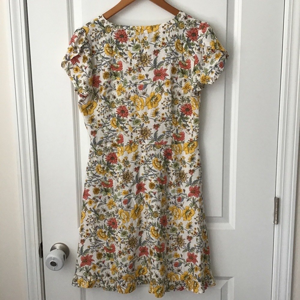 Short Sleeve Button Front V-neck Floral LOFT Dress - Picture 3 of 7